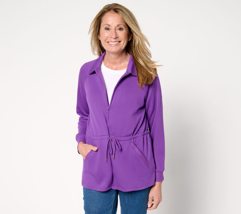 MUK LUKS French Terry Collared Zip-Up Topper — View 11