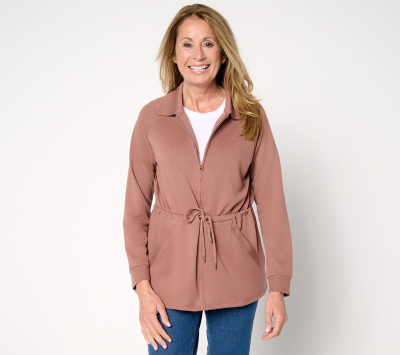 MUK LUKS French Terry Collared Zip-Up Topper — View 5