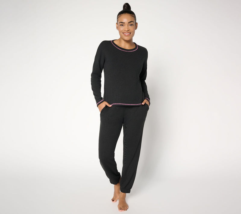 MUK LUKS Regular Sweater Knit Crew & Jogger Lounge Set — View 13