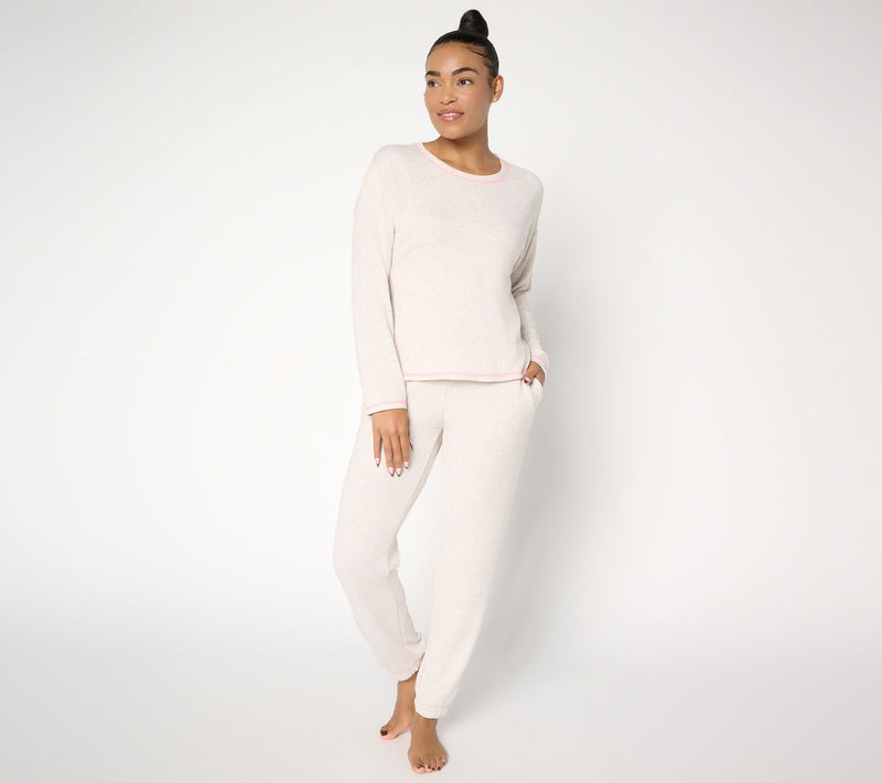 MUK LUKS Regular Sweater Knit Crew & Jogger Lounge Set — View 14