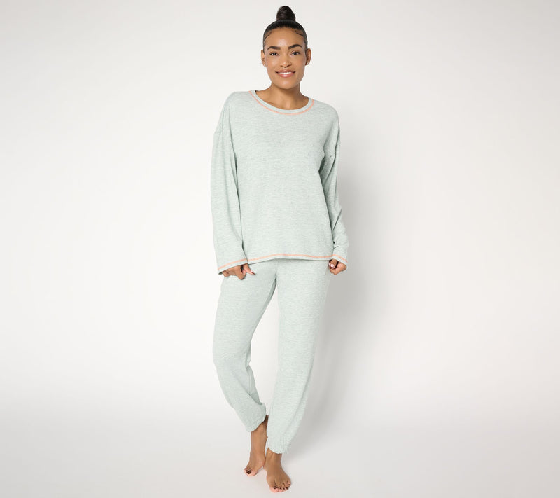 MUK LUKS Regular Sweater Knit Crew & Jogger Lounge Set — View 15