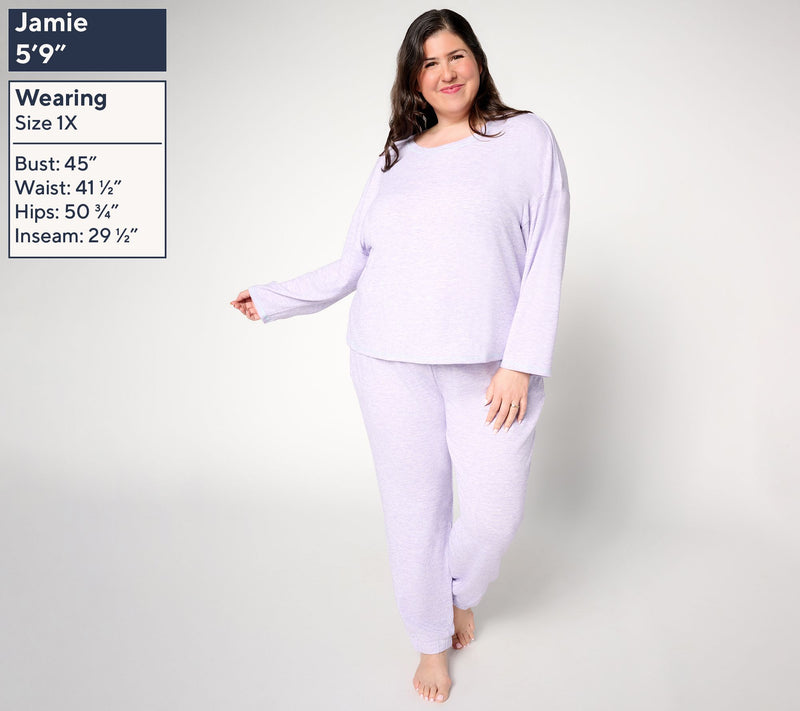 MUK LUKS Regular Sweater Knit Crew & Jogger Lounge Set — View 2