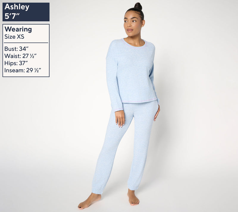 MUK LUKS Regular Sweater Knit Crew & Jogger Lounge Set — View 3