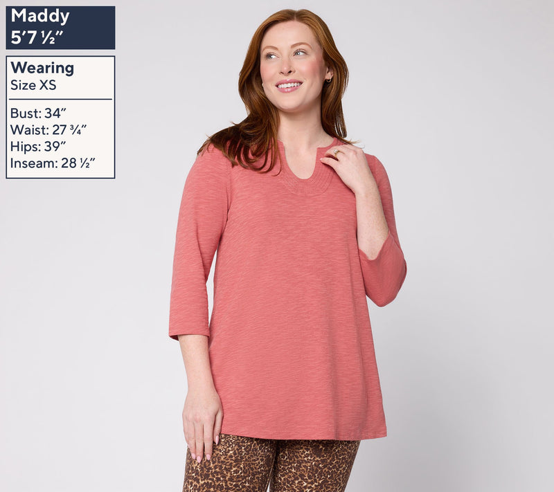 Denim & Co. Regular Slub Jersey 3/4 Sleeve U-Neck Tunic — View 7