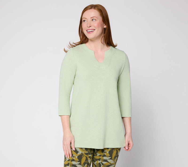 Denim & Co. Regular Slub Jersey 3/4 Sleeve U-Neck Tunic — View 4