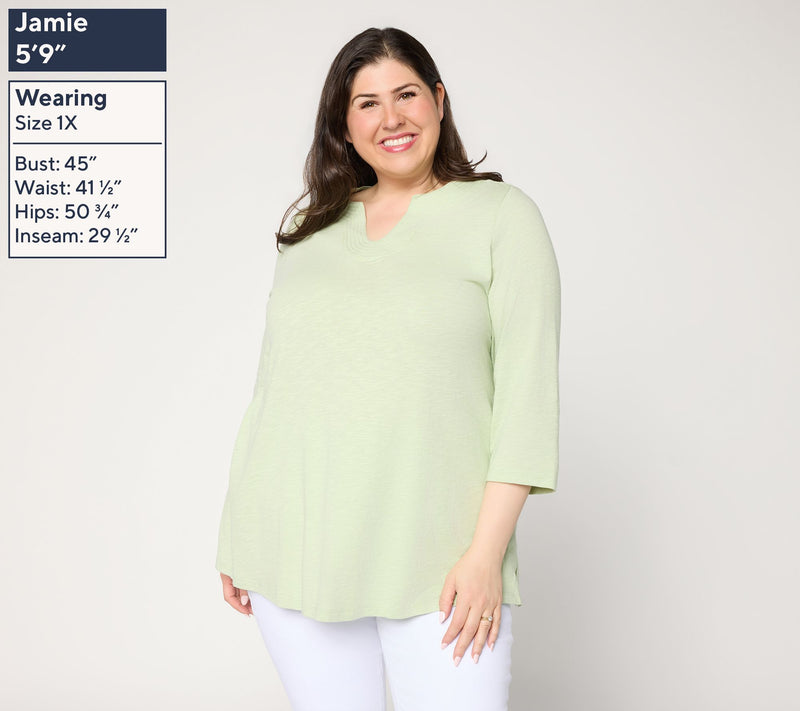 Denim & Co. Regular Slub Jersey 3/4 Sleeve U-Neck Tunic — View 6