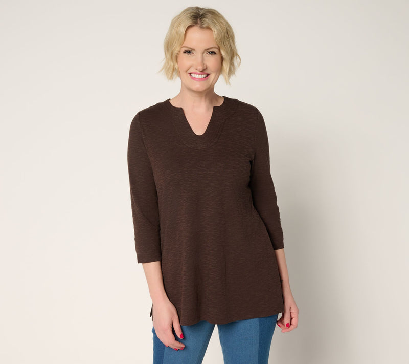 Denim & Co. Regular Slub Jersey 3/4 Sleeve U-Neck Tunic — View 18