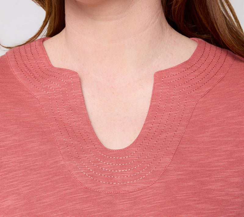 Denim & Co. Petite Slub Jersey 3/4 Sleeve U-Neck Tunic — View 10