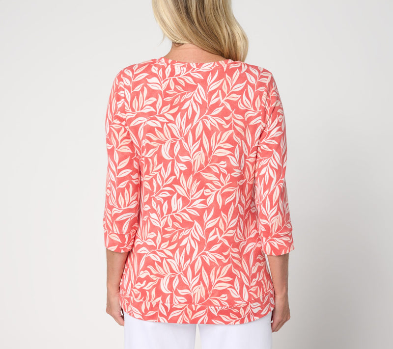 Denim & Co. Printed Heavenly Jersey 3/4 Sleeve Pullover — View 12