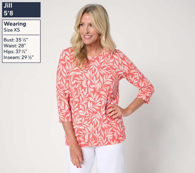 Denim & Co. Printed Heavenly Jersey 3/4 Sleeve Pullover — View 11