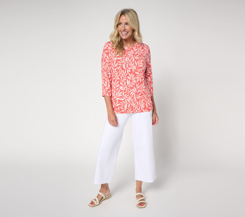 Denim & Co. Printed Heavenly Jersey 3/4 Sleeve Pullover — View 13
