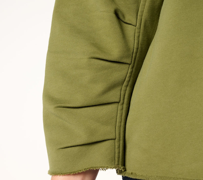 Driftwood Jeans French Terry Gathered Sleeve Pullover - Green — View 7