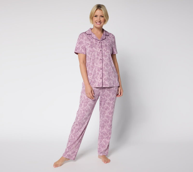 Berkshire Homewear Silky Smooth Short Sleeve Notch Collar PJ — View 5