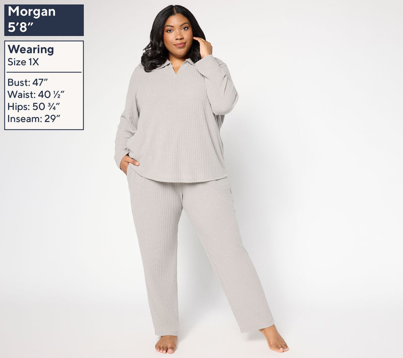 Berkshire Homewear Johnny Collar Two Piece Lounge Set — View 12