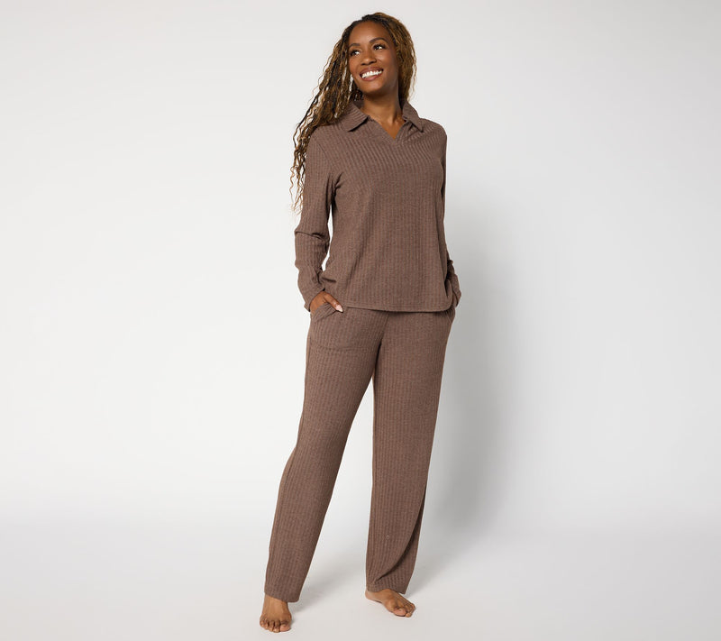 Berkshire Homewear Johnny Collar Two Piece Lounge Set — View 3
