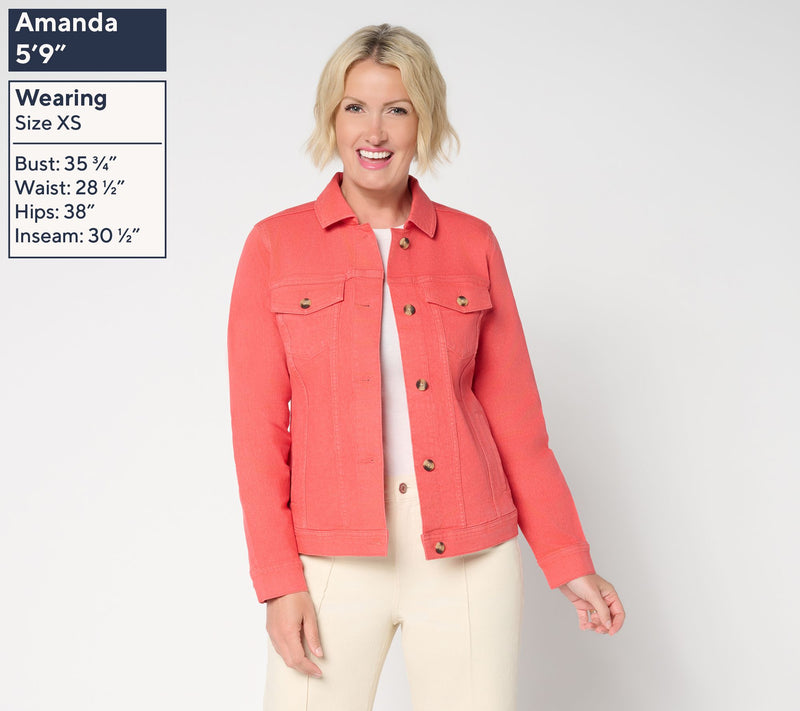 Denim & Co. Classic Stretch Denim Jacket with Welt Pockets — View 3