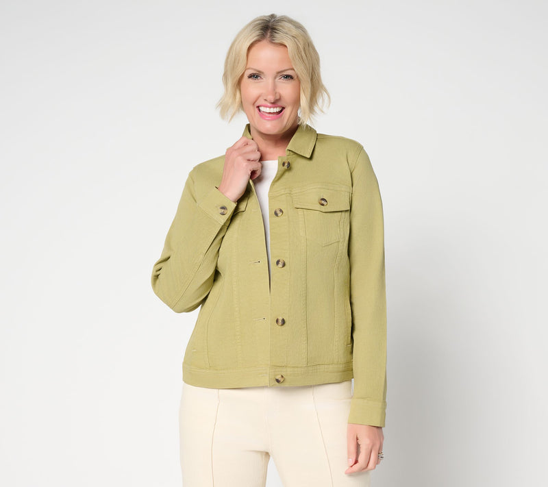 Denim & Co. Classic Stretch Denim Jacket with Welt Pockets — View 10