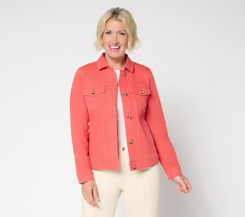 Denim & Co. Classic Stretch Denim Jacket with Welt Pockets — View 11