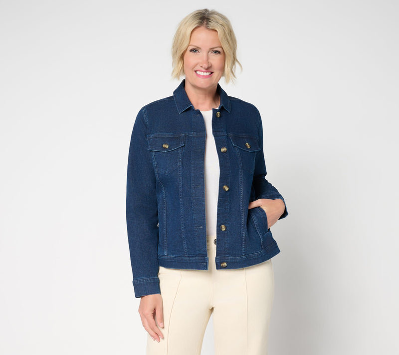 Denim & Co. Classic Stretch Denim Jacket with Welt Pockets — View 12