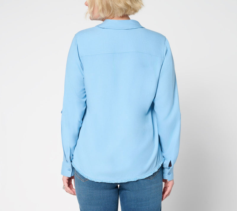 Denim & Co. Canyon Retreat Twill Button Front Shirt — View 4