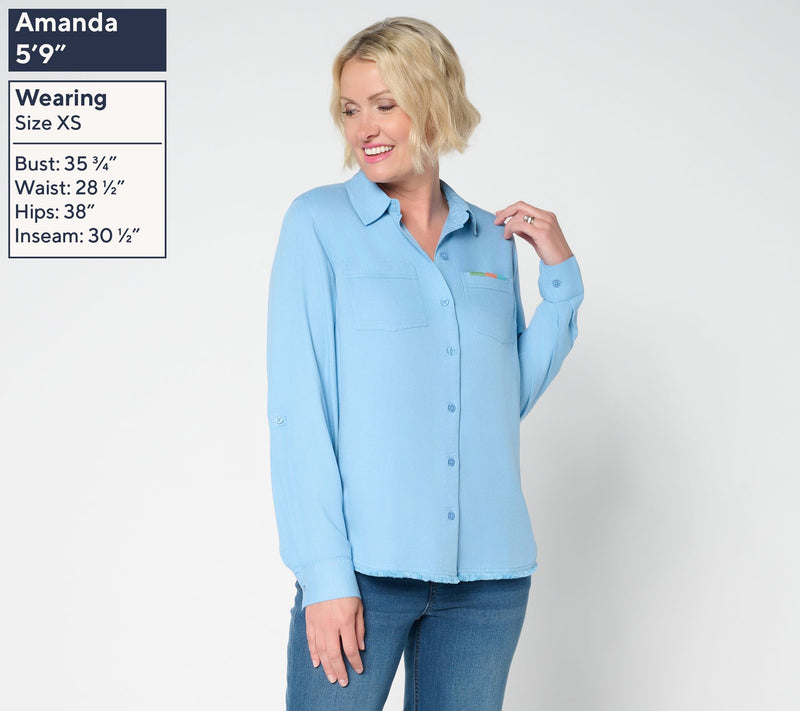Denim & Co. Canyon Retreat Twill Button Front Shirt — View 3