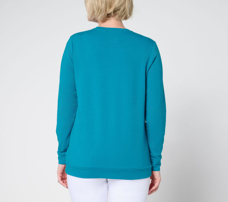 Denim & Co. Active French Terry Pullover with Zipper Detail — View 6