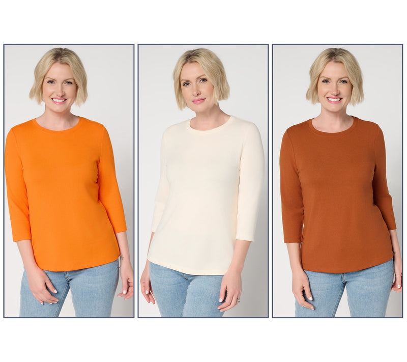Denim & Co. Essentials Heavenly Jersey 3-Pack Round Neck Tops — View 16
