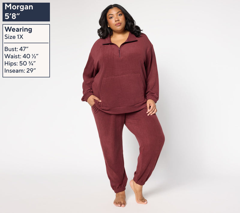 Berkshire Homewear Dobby Rib Microfleece 1/4 Zip Lounge Set — View 2