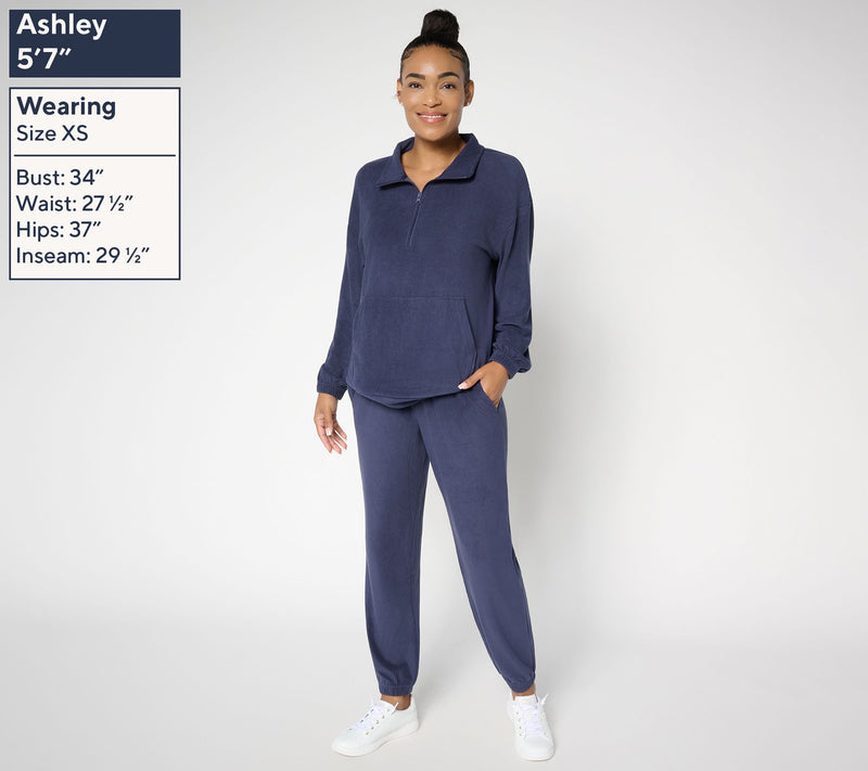 Berkshire Homewear Dobby Rib Microfleece 1/4 Zip Lounge Set — View 3
