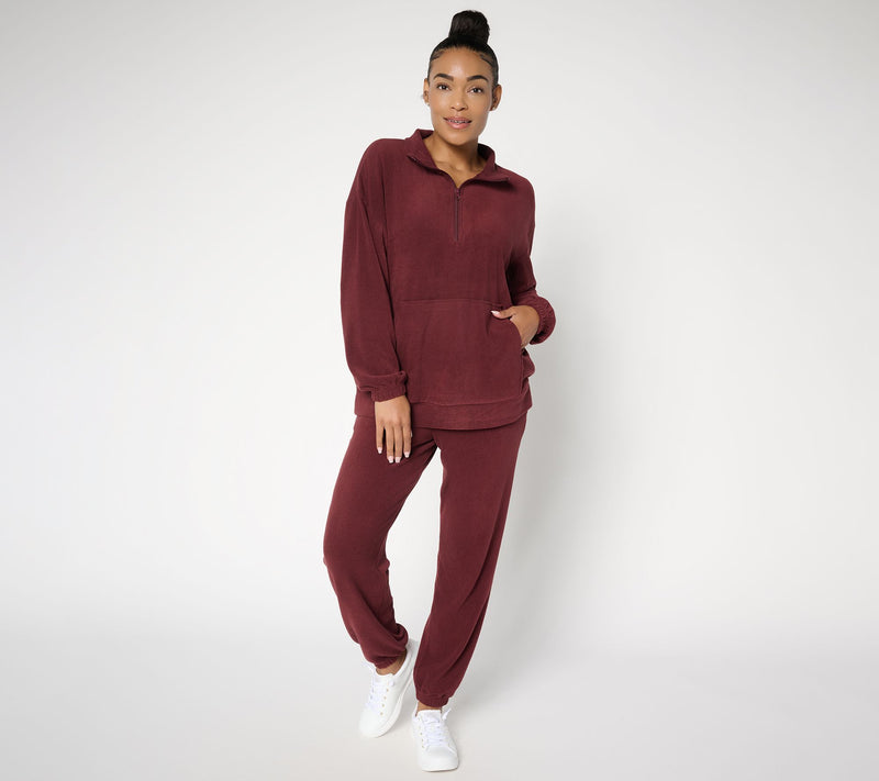 Berkshire Homewear Dobby Rib Microfleece 1/4 Zip Lounge Set — View 12