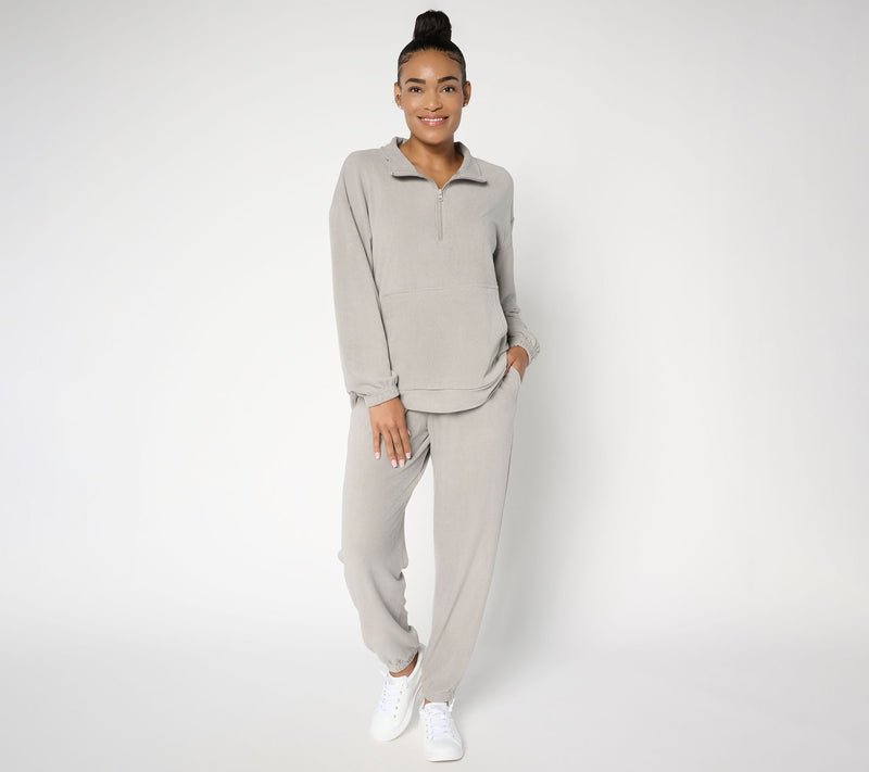 Berkshire Homewear Dobby Rib Microfleece 1/4 Zip Lounge Set — View 13
