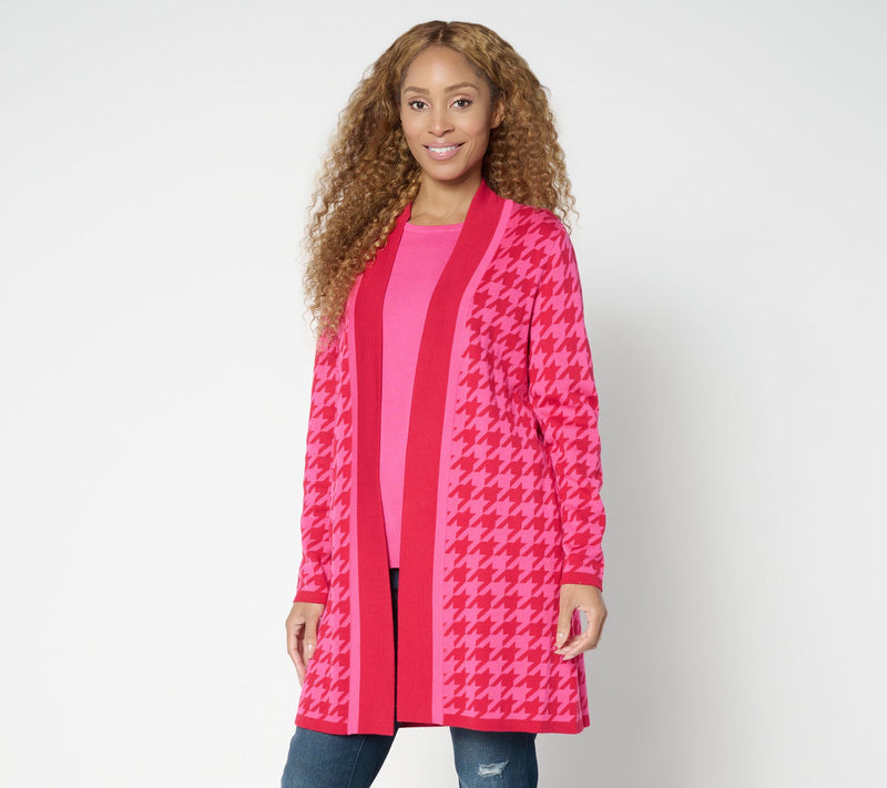 Brandis Dress Out Loud Petite Houndstooth Duster Cardigan — Main view