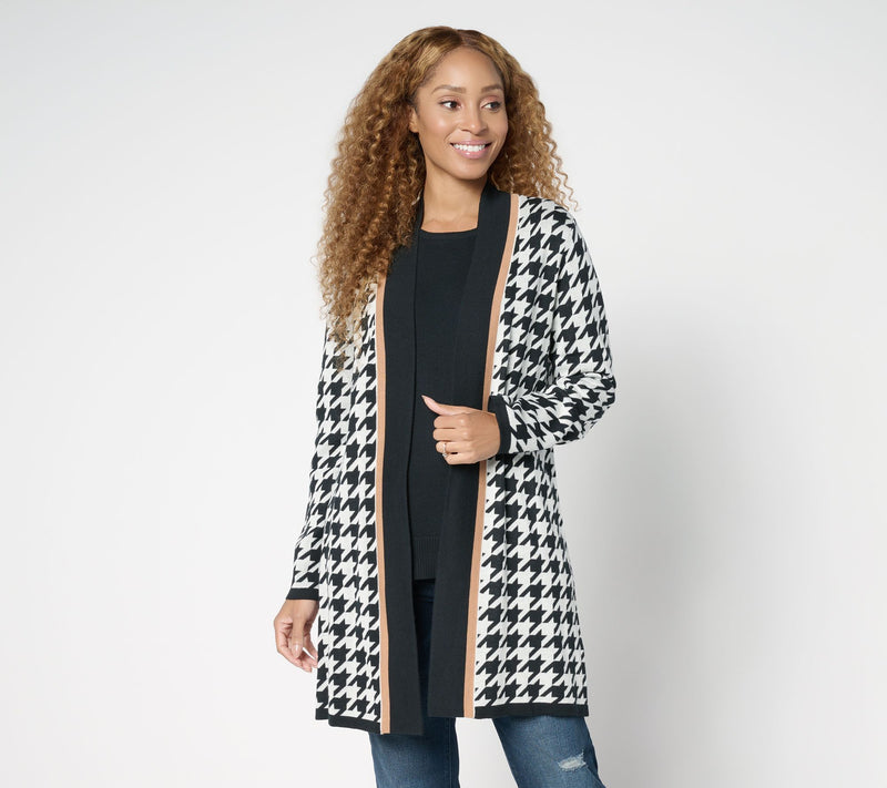 Brandis Dress Out Loud Petite Houndstooth Duster Cardigan — View 10