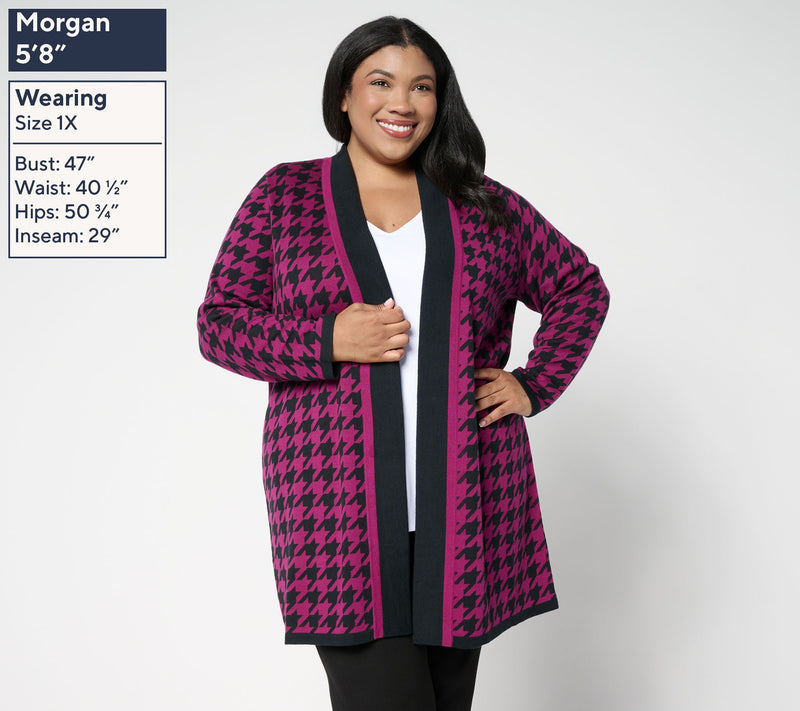 Brandis Dress Out Loud Petite Houndstooth Duster Cardigan — View 2