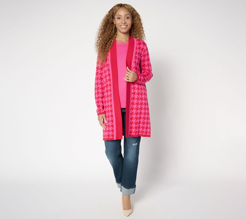 Brandis Dress Out Loud Petite Houndstooth Duster Cardigan — View 4
