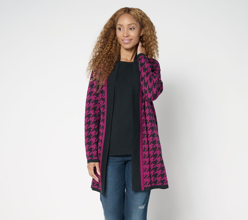Brandis Dress Out Loud Petite Houndstooth Duster Cardigan — View 11