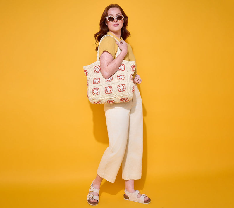 America & Beyond Embellished & Crocheted Zip Top Tote — View 8