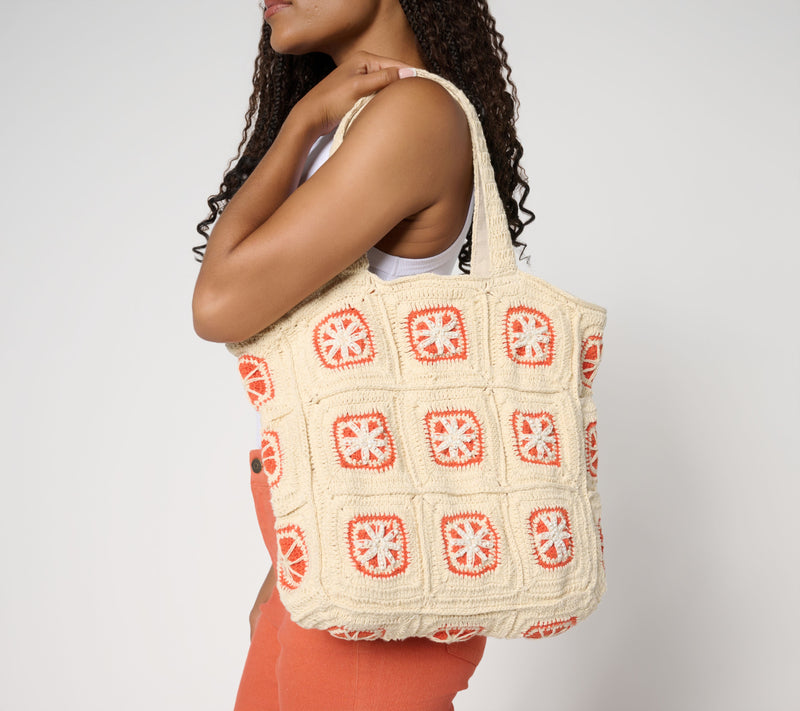 America & Beyond Embellished & Crocheted Zip Top Tote — View 7