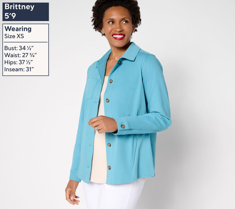 Denim & Co. Comfy Knit Air Collared Button Front Jacket — View 3