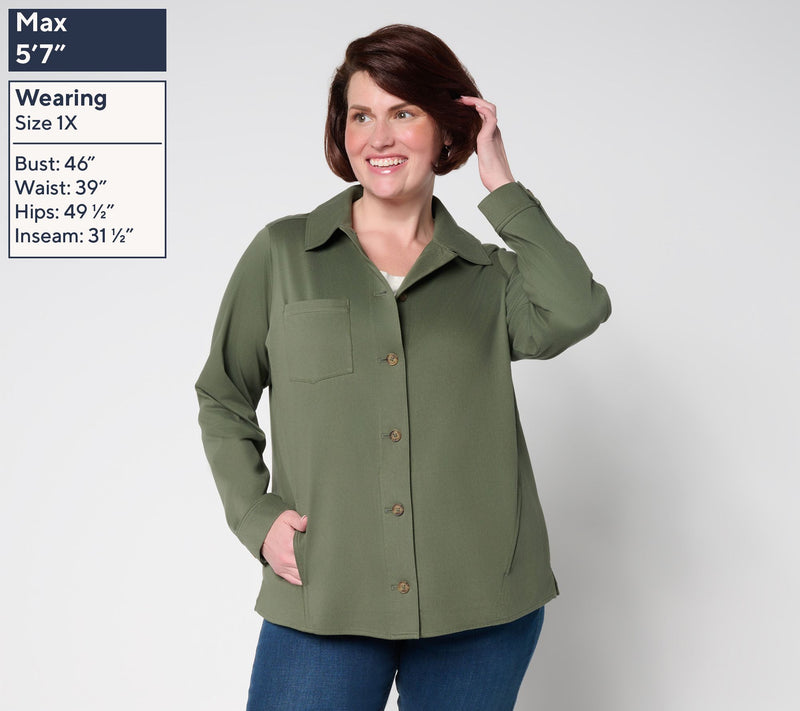 Denim & Co. Comfy Knit Air Collared Button Front Jacket — View 2