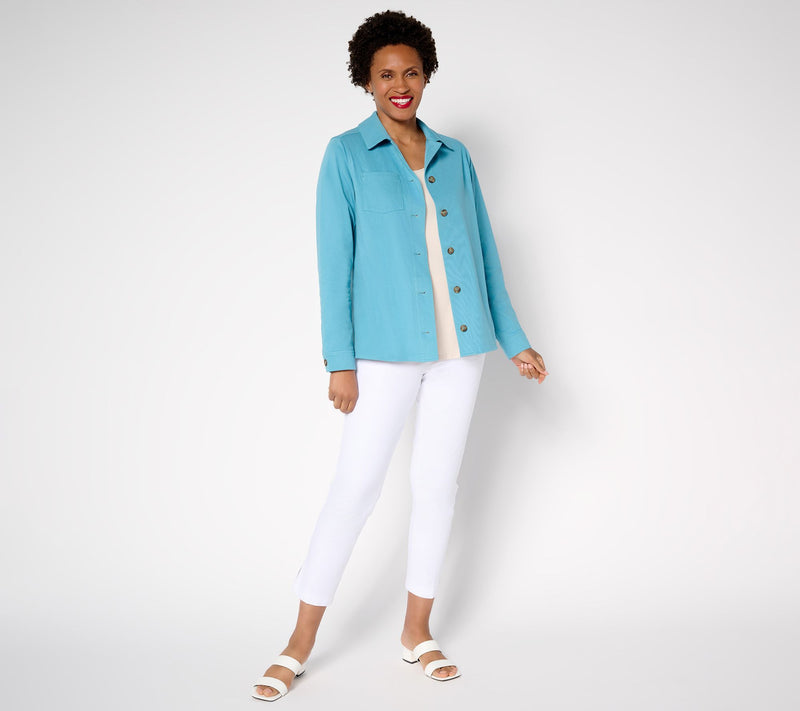 Denim & Co. Comfy Knit Air Collared Button Front Jacket — View 5