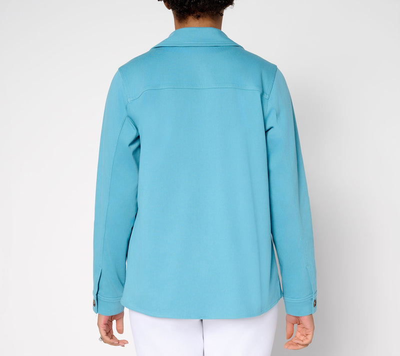 Denim & Co. Comfy Knit Air Collared Button Front Jacket — View 4