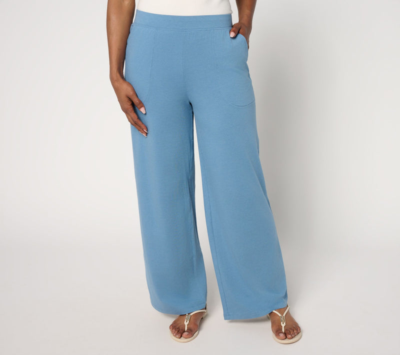 Denim & Co. Beach Jersey Petite Wide Leg Pant - New Colors — View 7
