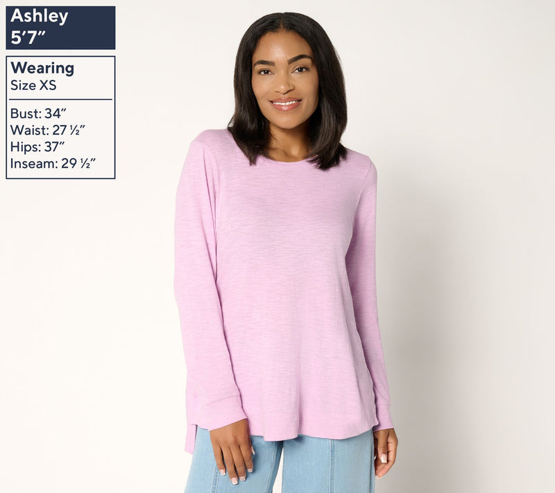 LOGO Principles by Lori Goldstein 100% Cotton Long Sleeve Top — View 3