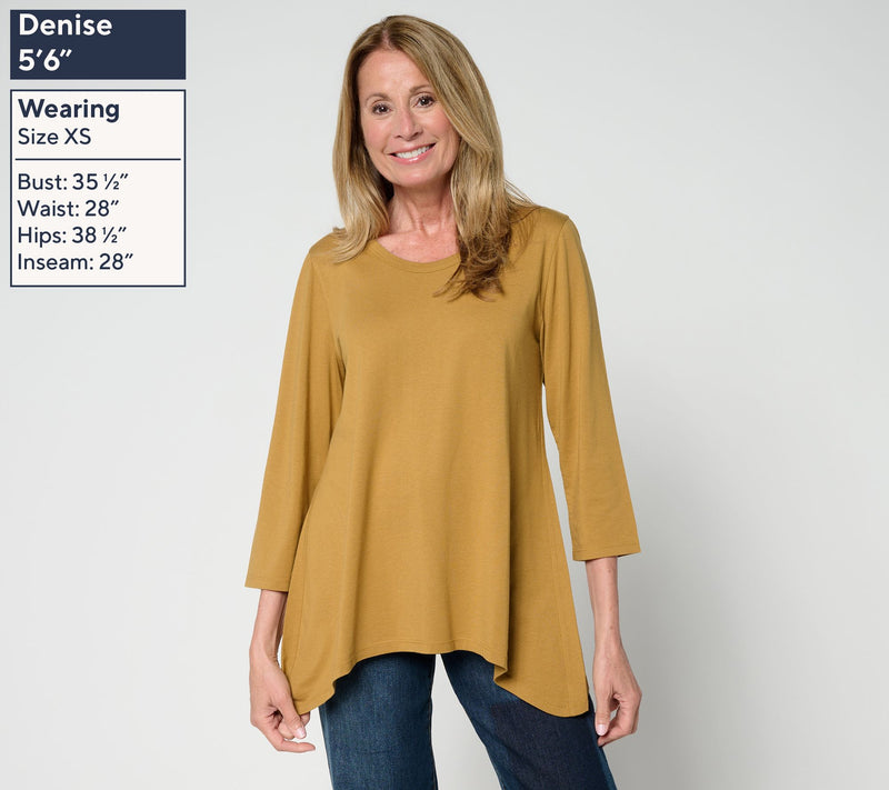 LOGO by Lori Goldstein 3/4 Sleeve Top with Sharkbite Hem — View 13