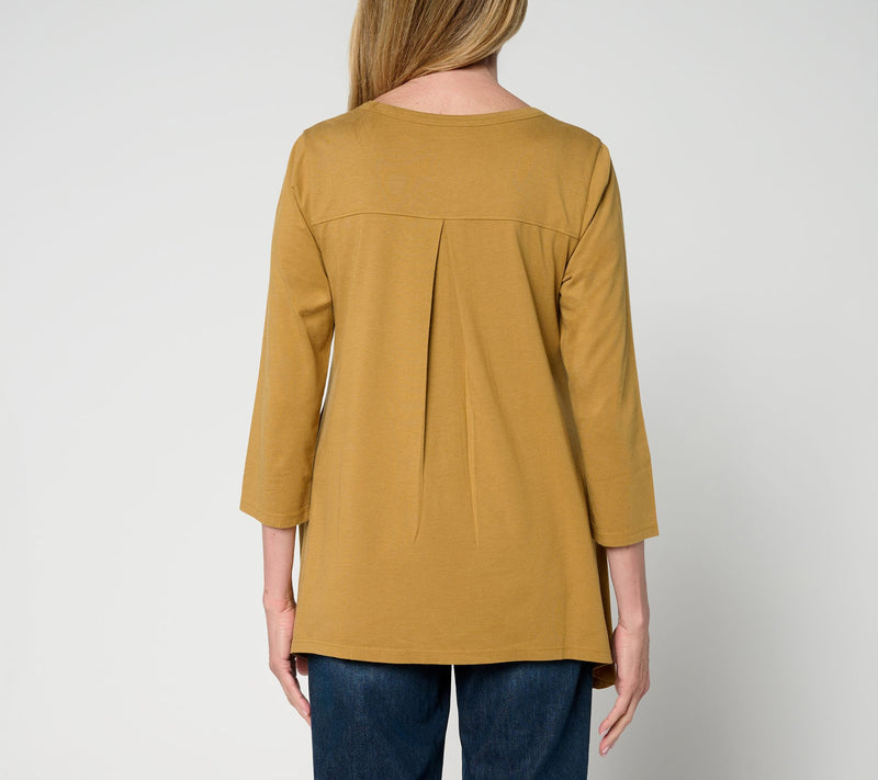LOGO by Lori Goldstein 3/4 Sleeve Top with Sharkbite Hem — View 14