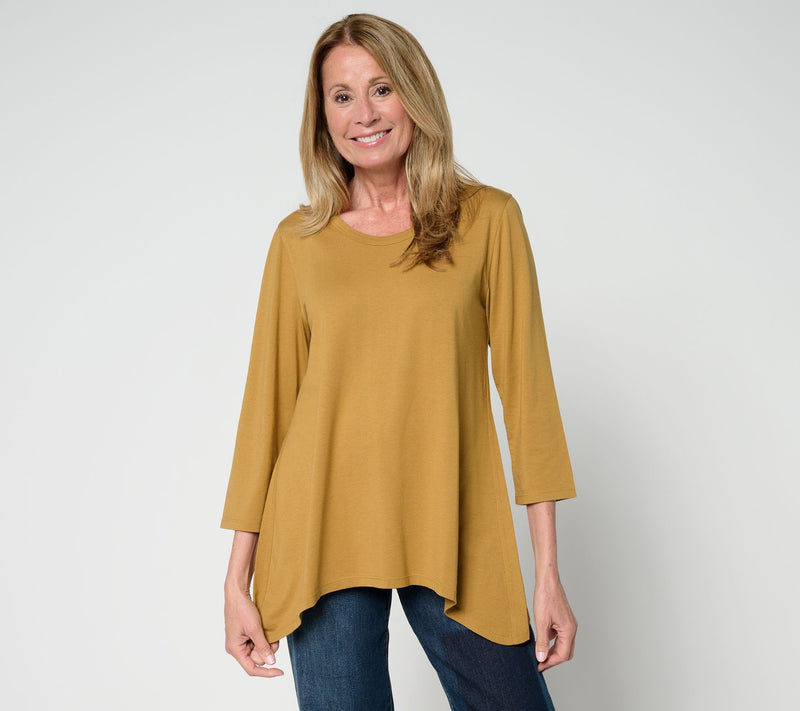 LOGO by Lori Goldstein 3/4 Sleeve Top with Sharkbite Hem — Main view