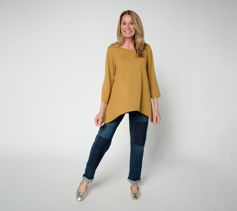 LOGO by Lori Goldstein 3/4 Sleeve Top with Sharkbite Hem — View 15