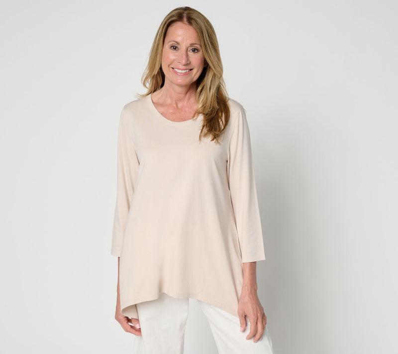 LOGO by Lori Goldstein 3/4 Sleeve Top with Sharkbite Hem — View 7
