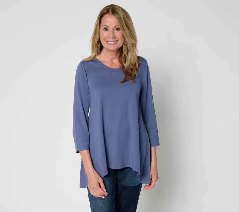 LOGO by Lori Goldstein 3/4 Sleeve Top with Sharkbite Hem — View 5
